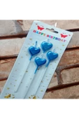 RAYTOYS OYUNCAK   4 ADET METALİK AÇIK MAVİ KALPLİ PASTA MUMU MAVİ KALPLİ DOĞUM GÜNÜ MUMU PARLAK MAVİ PASTA MUMU - 1