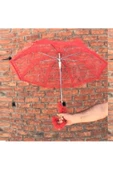 RAYTOYS OYUNCAK   KIRMIZI DANTELLİ ŞEMSİYE KINA ŞEMSİYESİ GELİN ŞEMSİYESİ FOTOĞRAF ÇEKİMİ ŞEMSİYESİ DAMAT ŞEMSİYESİ - 2
