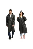 RAYTOYS OYUNCAK 10 ADET OUTDOOR YAĞMURLUK VIP UNISEX RAIN COAT 1.KALİTE ŞAPKALI ÇITÇITLI YAĞMURLUK SİYAH YAĞMURLUK - 4