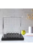 RAYTOYS OYUNCAK   NEW Z POOL CRADLE BALANCE BALLS MANYETİK STRES TOPLARI STRES TOPU NEW BALANS TOP SİYAH AHŞAP TABANLI - 3