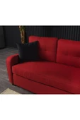 Meşe Home Plus Kılıflı Torba Yaylı Keten Kumaş Fonksiyonel Ikili Kanepe Koltuk Kırmızı - 3