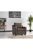 Meşe Home Plus Kılıflı Torba Yaylı Keten Kumaş Fonksiyonel Tekli Kanepe Koltuk Kahve - 1