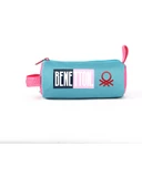United Colors of Benetton Tek Bölmeli Mavi Pembe Kalem Çantası 03796 - 1