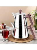Yonca Lines L-3065 Piramit Aile Boy Çelik Çaydanlık Bakalit - 1