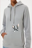 Koton Oversize Kapüşonlu Sweatshirt Kanguru Cep Detaylı Köpek Baskılı Şardonlu - 5