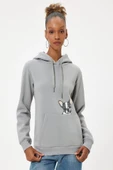 Koton Oversize Kapüşonlu Sweatshirt Kanguru Cep Detaylı Köpek Baskılı Şardonlu - 3