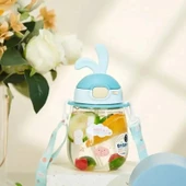 Shotay Rabbit Çocuk Pipetli Matara Tritan Mavi 600Ml - 2