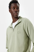 Koton Slogan Baskılı Sweatshirt Fermuarlı Yaka Pamuklu - 1