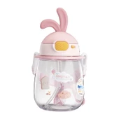 Shotay Rabbit Çocuk Pipetli Matara Tritan Pembe 600Ml - 1
