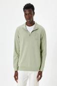 Koton Slogan Baskılı Sweatshirt Fermuarlı Yaka Pamuklu - 3