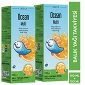 Orzax Ocean Multi Vitamin, Multi Mineral Balık Yağı Ballı - Portakal Aromalı 150 Ml + 150 Ml 2. Si % 50 İn - 1