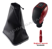 Fiat Linea Krom Çerçeve Vites Körüğü Ve Kırmızı Spor Vites Topuzu M10994 - 1
