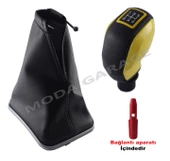 Fiat Punto Krom Çerçeve Vites Körüğü Ve Sarı Spor Vites Topuzu M11005 thumbnail 1