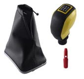 Fiat Punto Krom Çerçeve Vites Körüğü Ve Sarı Spor Vites Topuzu M11005 thumbnail 2