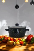 Nishev.com Evini Sev Kızartma Tenceresi Siyah Desenli 22 cm 4,5 lt - 1