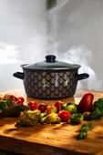 Nishev.com Evini Sev Siyah Desenli Kızartma Tenceresi 22 cm 4,5 lt - 1