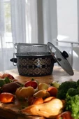 Nishev.com Evini Sev Siyah Desenli Kızartma Tenceresi - 22 cm 4,5 lt - 2
