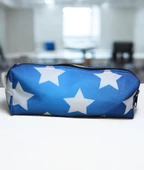 Beyaz Yıldız Tatlı Kalemlik - Okul Kalemliği-Makyaj Çantası Beyaz Yıldız Mavi Zemin - 4