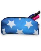Beyaz Yıldız Tatlı Kalemlik - Okul Kalemliği-Makyaj Çantası Beyaz Yıldız Mavi Zemin - 2