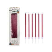 Metalik İnce Mum Kırmızı 15 cm 6 lı - 1