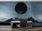 Dağ ve Siyah Ay Manzaralı Duvar Kağıdı Baskı thumbnail 3