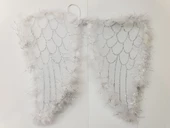 Beyaz Otrişli Dantel Tüllü Peri Kanadı ve Peri Tacı Seti 45x40 cm - 1