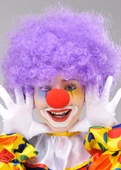 Mor Renk Kıvırcık Afro Bonus Peruk Takma Saç ve Kırmızı Burun Seti - 2