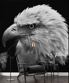 Siyah Beyaz Kartal Temalı Duvar Kağıdı Baskı thumbnail 5