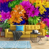 Rengarenk Çiçek Temalı Duvar Kağıdı Baskı thumbnail 1