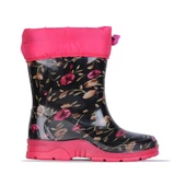 Arısan 227 Siyah Çiçekli Termal Kürklü Kışlık Kız Çocuk Çizme Bot - 1