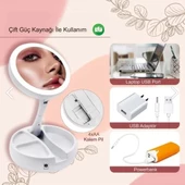 Çift Taraflı Katlanabilir Ledli Makyaj Aynası - 1