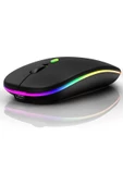 Aksesuar   Şarjlı Kablosuz Mouse Bluetooth ve 2.4ghz- RGB Işıklı - Sessiz Tıklama - 1