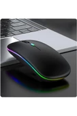 Aksesuar   Şarjlı Kablosuz Mouse Bluetooth ve 2.4ghz- RGB Işıklı - Sessiz Tıklama - 5