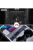 BGZ STORE   Tesla Model 3/Y için USB Şarj Cihazı - Çoklu Bağlantı Noktası ve Mavi LED Işıklı USB Hub - 4