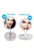 BGZ STORE   Seyahat Makyaj Aynası, Taşınabilir Katlanır 1x/10x Büyüteçli LED Işıklı Çift Taraflı Makyaj Aynası - 2