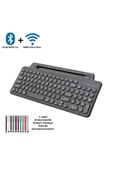 BGZ STORE   Bluetooth Klavye +2.4Ghz Kablosuz Kendinden Standlı Tablet Telefon Tv PC Android IOS Windows Numerik - 1