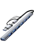 UmoTech   7 Port Usb 3.0 Hub 7in1 Usb 3.0 Hub Çoklayıcı Pc Bilgisayar Uyumlu Veri Aktarımı Mouse Klavye Bağlan - 1