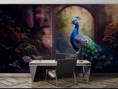 Tavus Kuşu Temalı Duvar Kağıdı Baskı thumbnail 3