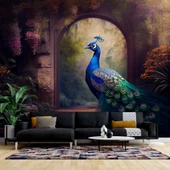 Tavus Kuşu Temalı Duvar Kağıdı Baskı thumbnail 1