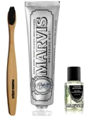 Bambu Diş Fırçası + Marvis Whitening Mint Diş Macunu 85 ml + Konsantre Ağız Gargarası 30 ml - 1