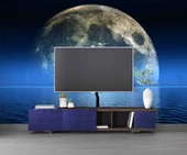 Ağaç Süliyeti ve Ay Manzaralı Duvar Kağıdı Baskı thumbnail 3