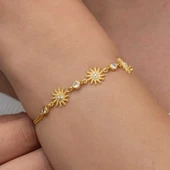 Gümüş Gold Güneş Kadın Bileklik - 2