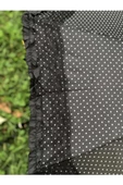 Rüzgarda Kırılmayan Kenarları Dantelli Siyah Kadın Şemsiye thumbnail 3