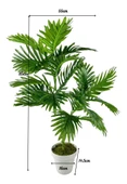 Nettenevime Yapay Çiçek Areka Palmiye Ağacı 85cm 2Dal Salon Çiçeği Beyaz Saksılı Yapay Bitki thumbnail 2