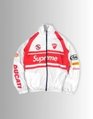 Dijital Baskılı Zip Unisex Ceket Beyaz - 1