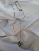 Çelik yeşil taşlı kolye - 3