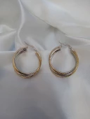 Jadem Gold Çelik iki renk desenli burgu küpe - 2