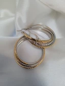 Jadem Gold Çelik iki renk desenli burgu küpe - 1