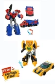 Metal Gövdeli Dönüşebilen Transformer Robot Bumblebe Ve Optimus Prime Araba 2'li Set 20 cm - 1