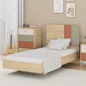 Terra Tek Kişilik Karyola-Florida Meşe/Karışık Renk 107x110x205 cm - 1